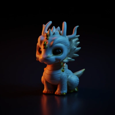 Cute baby dragon, chibi design.