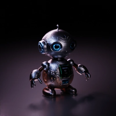 Adorable robot with circuit details.
