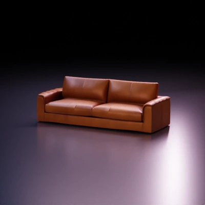 a brown leather sofa.