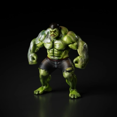 Muscular humanoid monster, shorts, clenched fists, menacing.