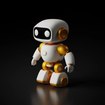 Retro-styled robot with a cylindrical head, minimalist design.