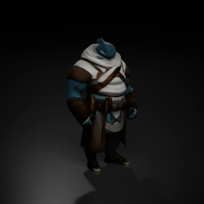 Shark-like humanoid figure, equipped warrior, fantasy.