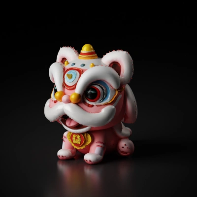 cute lion dance character.