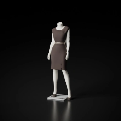 Female mannequin in sleeveless dress.