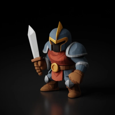 cartoon armored knight with sword.