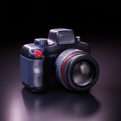 DSLR camera model, simplified design, realistic texture.