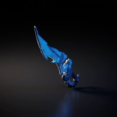Fantasy dagger with glowing ice blade and ornate hilt.