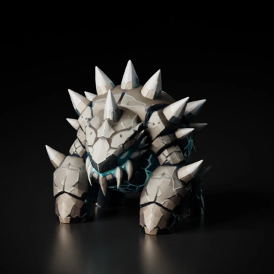 rock monster with glowing cracks.