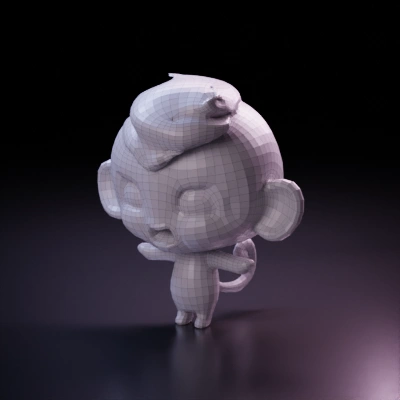 Stylized cartoon monkey, cheerful expression, playful stance. . smooth edges, character.