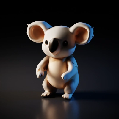 Cartoon koala, standing with arms by its side. colored