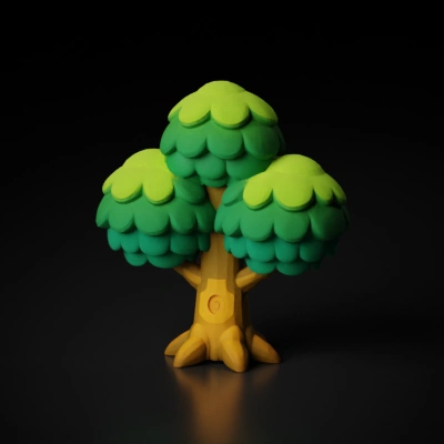 cartoon-style tree with round green foliage. and wooden pattern for thw wood parts