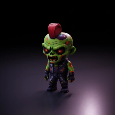 Green punk zombie with mohawk.