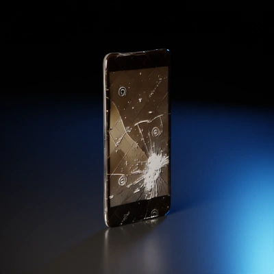 Textured smartphone screen, shattered surface.