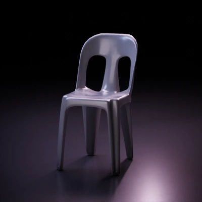 white plastic chair.