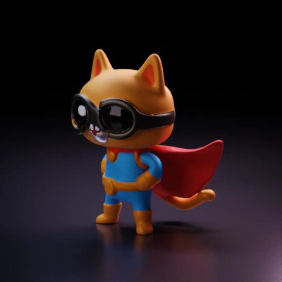 Superhero animal with goggles, standing confidently.
