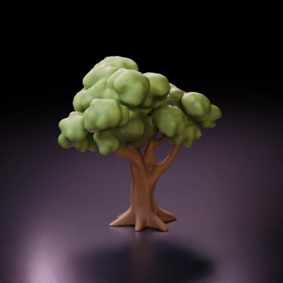 Low-polygon tree with rounded foliage.