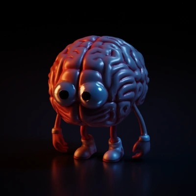 high detailed Anthropomorphic brain with eyes and limbs.