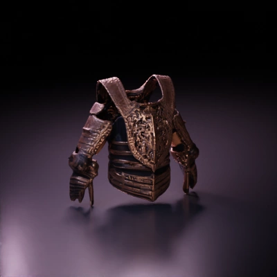 Decorative ceremonial armor with intricate patterns.