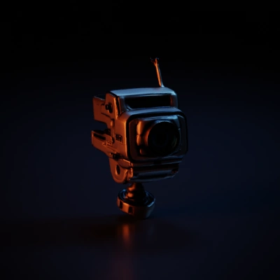 Futuristic surveillance camera with antenna.