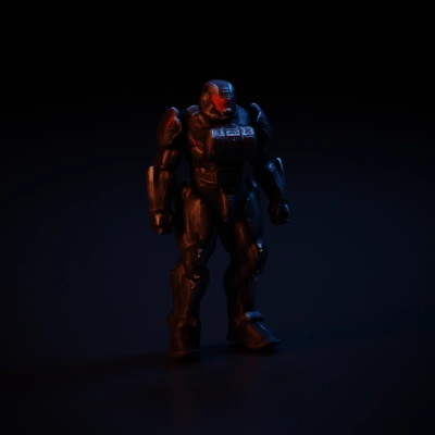Armored soldier in futuristic suit with technological details. high quality