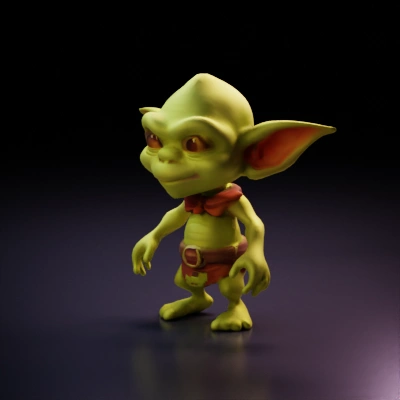 Goblin creature with pointed ears and large eyes.