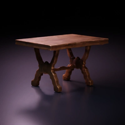 Wooden dining table, rustic design.