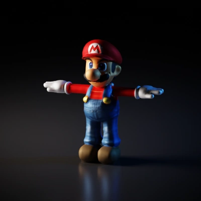 Cartoonish plumber character with iconic hat and mustache.