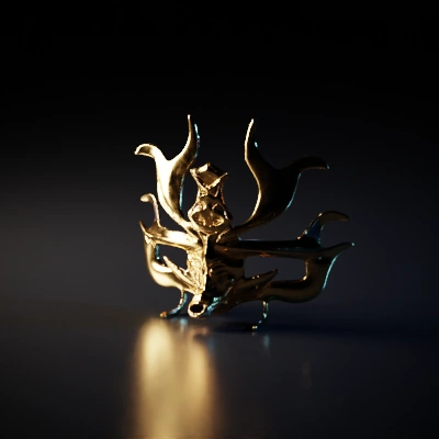 Golden ornate mask with intricate patterns.