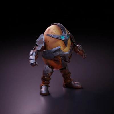 Armored potato character.