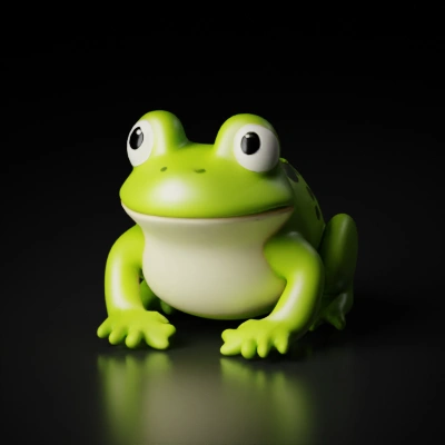 Cartoon amphibian, friendly-looking, large eyes.