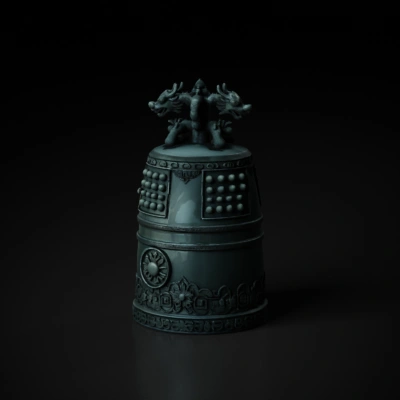 Ornate dragon-topped bell.