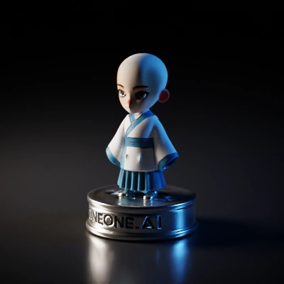 Little monk figurine, traditional attire, cute.