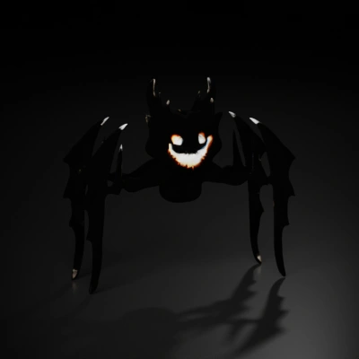 Dark Scary-Smiling bat like creature with glowing eyes and mouth.