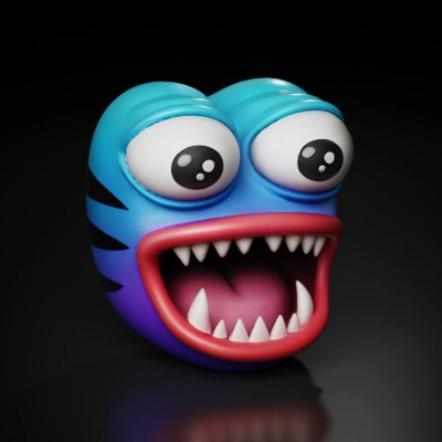 Cartoonish emoji with open mouth.