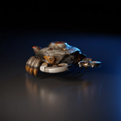 8 LEGGED Mech crab with mechanical claws AND segmented areas.