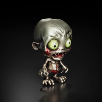 Zombie creature, cartoon style, exaggerated features.