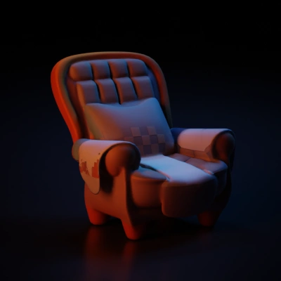 Comfy upholstered chair with a cozy cushion.