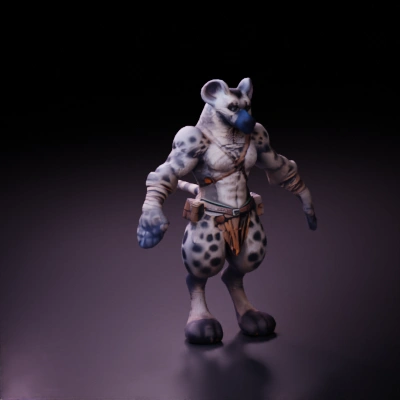 Anthropomorphic hyena warrior, quiver and armor.