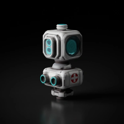 Medical drone with futuristic design, emergency symbol.