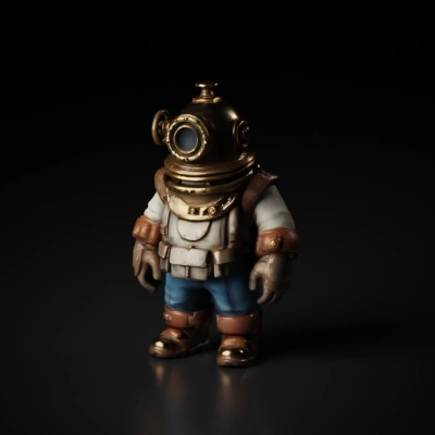 Steampunk diver character.