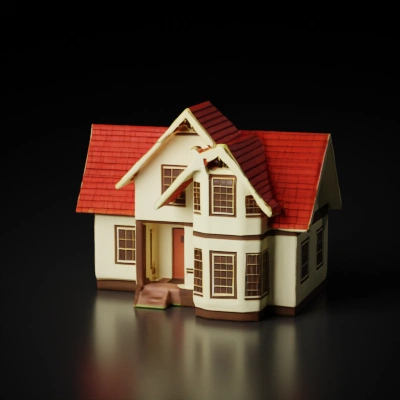 Residential house with detailed textures.