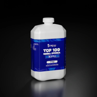 Resin container, labeled, 1 kg capacity.