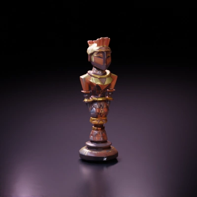 Geometric human statue, tribal design. low-poly