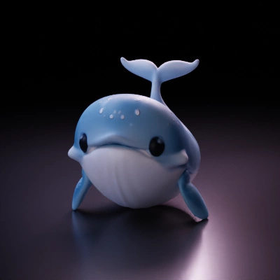 Cartoon whale, cute design, 3D rendering.