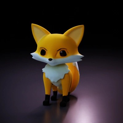 Cartoon fox, stylized, friendly appearance.