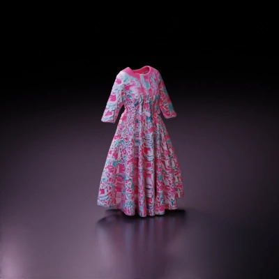 Long floral-patterned dress, medieval style.