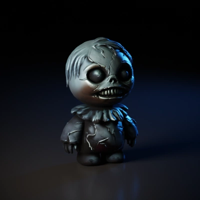 Creepy doll with skull face.