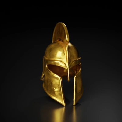 Ancient Greek metal helmet, distinctive crest.