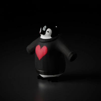 Cute penguin with heart sweater.