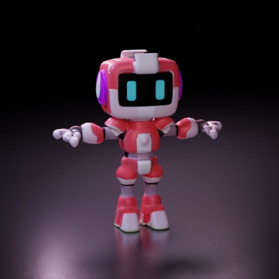 Cartoon robot, retro design, humanoid form.
